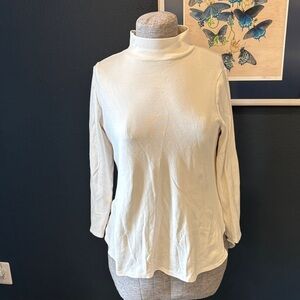 Women's Chico’s 100% Pima Cotton Cream Turtleneck Long-Sleeve Top Size Large